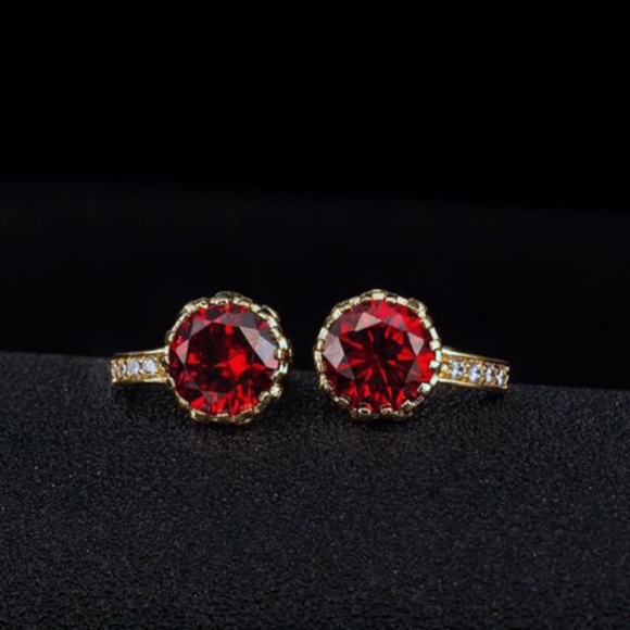 Leverback Red CZ Fashion Earrings - Picture 7 of 11